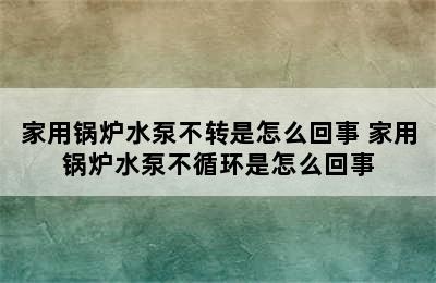 家用锅炉水泵不转是怎么回事 家用锅炉水泵不循环是怎么回事